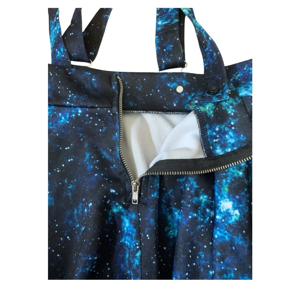 Hot Topic size medium Cosmic Print Skirt Suspenders Galaxy academia cosplay blue - Image 9
