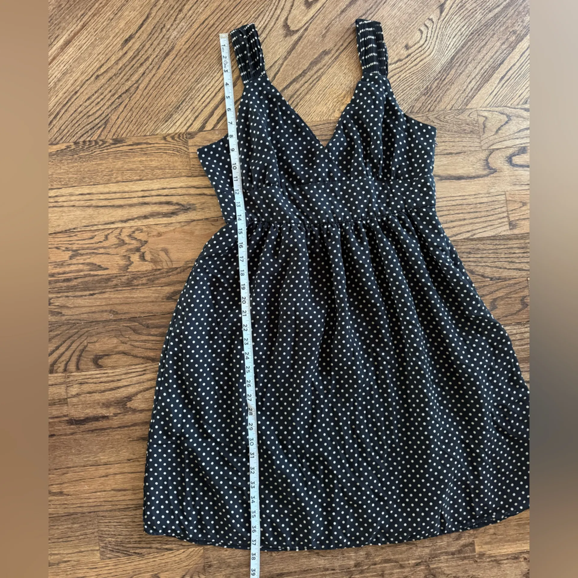 VTG Gap Polka Dot Babydoll Dress Ruched Pleated Shoulders 14 Cross over bust - Image 3