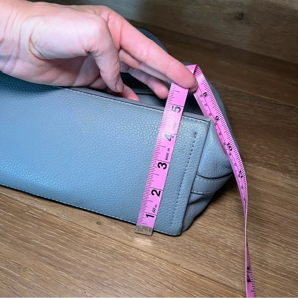 Vince Camuto Rosie Satchel Purse Pebble Leather gray Handbag - Image 6