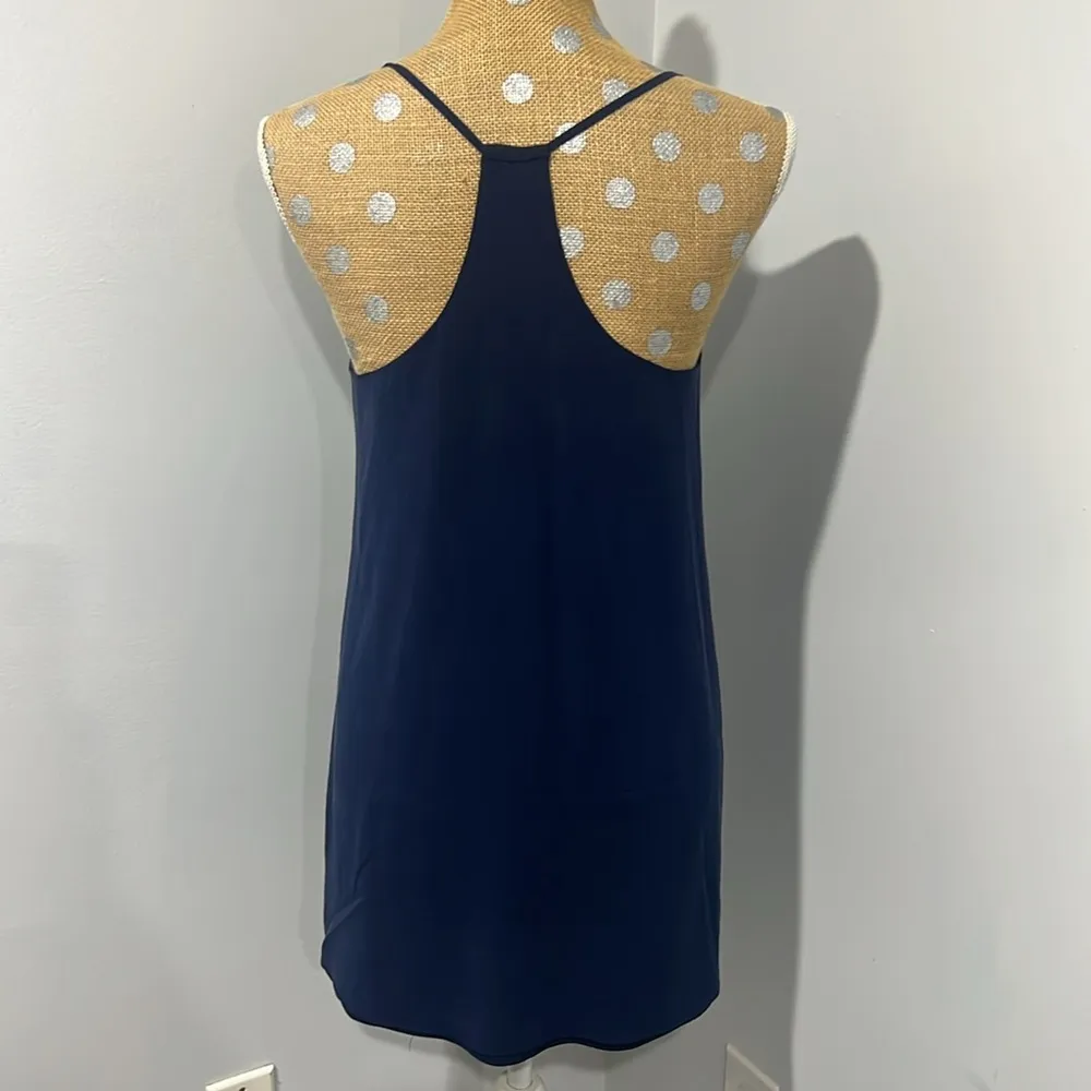 Alice + Olivia Navy Blue Sierra Silky  Y- Back Racerback Dress Size Small - Image 4