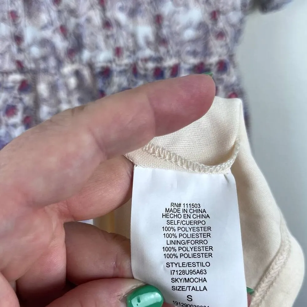 Lily Rose Women's Pink White Floral Boho V-neck Flutter Sleeve Maxi Dress Small - Image 6