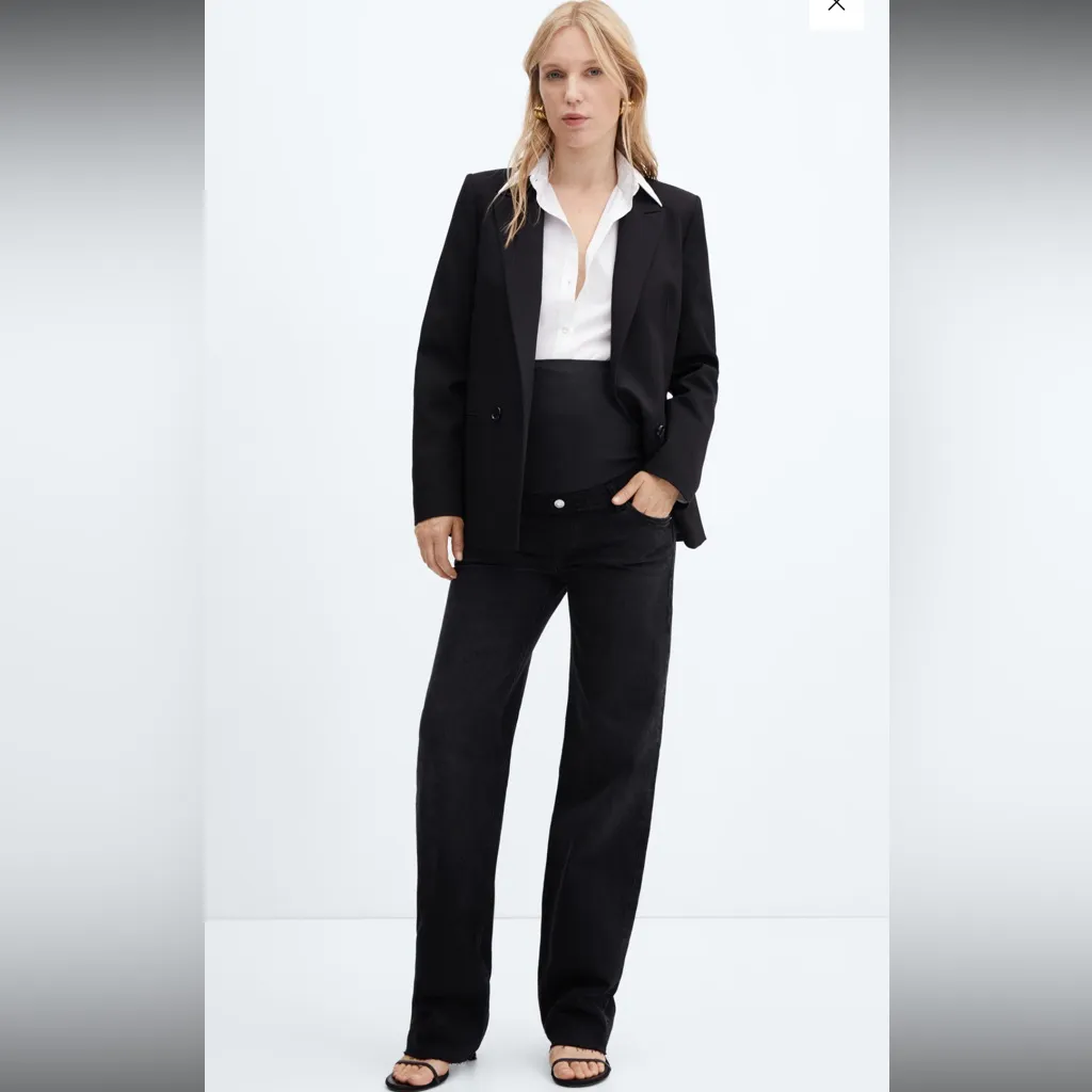 Mango Black Denim wide leg maternity Jeans - Image 2
