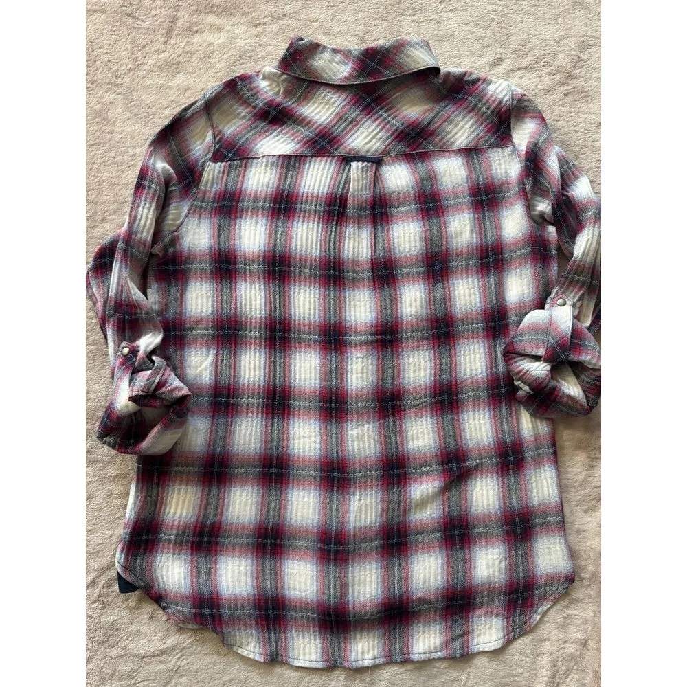 Kut From The Kloth Women's Boylen Relaxed‎ Snap-Down Shirt Red Size Xs - Image 7