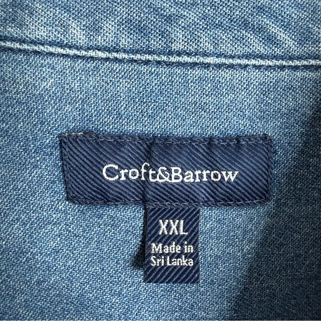 Croft & Barrow Women’s Blue Denim Boyfriend Shirt XXL Cotton Long Sleeves Casual - Image 3