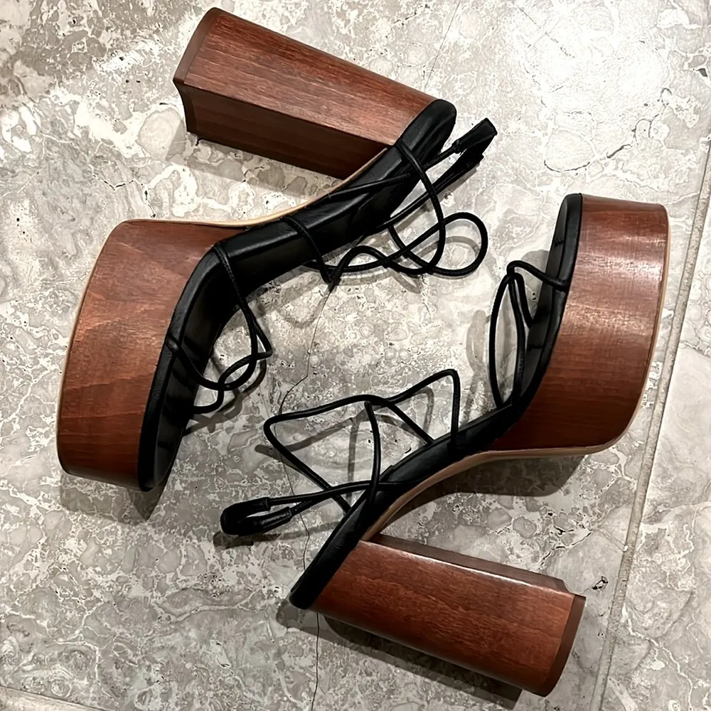 Gia Borghini X RHW Rosie Strappy Platform Sandals Black Size 8.5 - Image 7