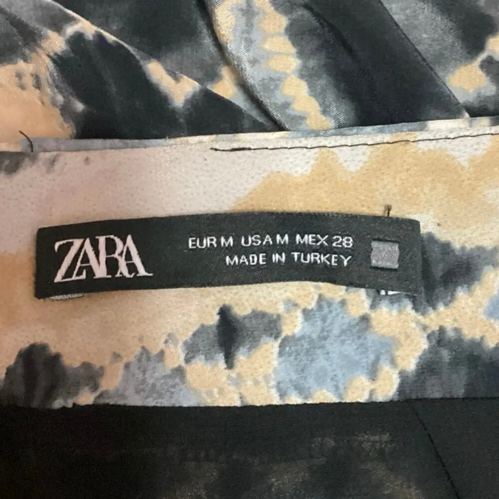 Zara Multicolor Printed Lightweight Tie Front High Slit Boho Midi Skirt Size M - Image 7