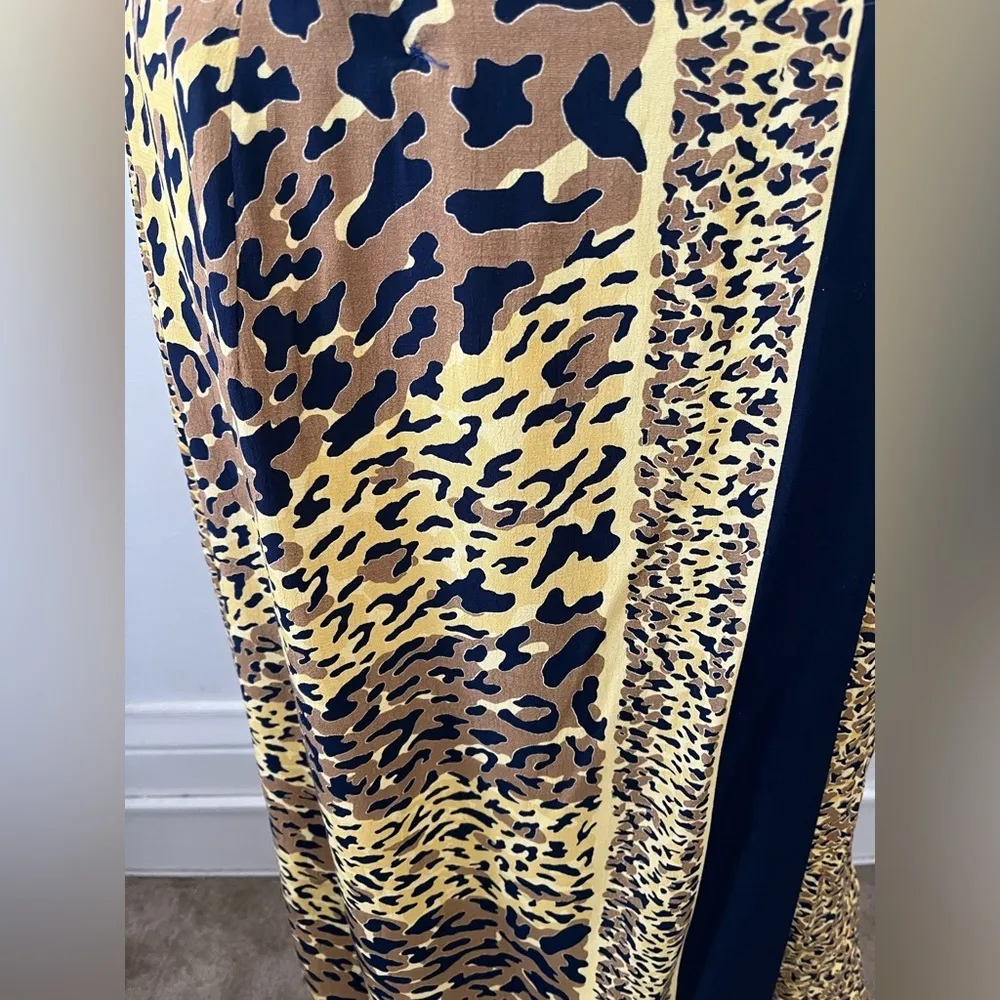 Ilyse hart 90s handkerchief navy gold beach sarong wrap maxi style skirt 8 Blue - Image 7