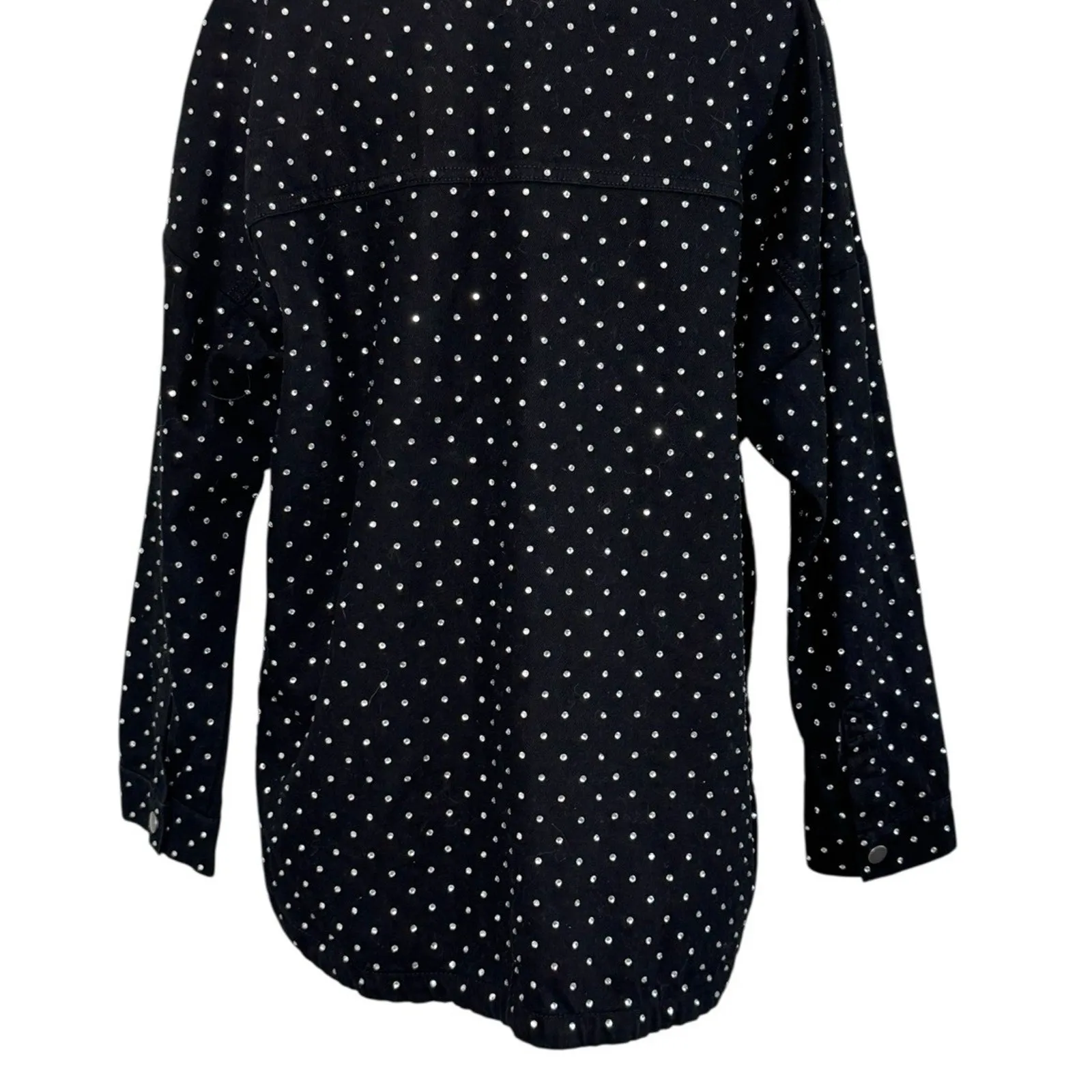 ZARA Oversized Rhinestone Embellished Collared Over Shirt Long Sleeve Bling XS - Image 10