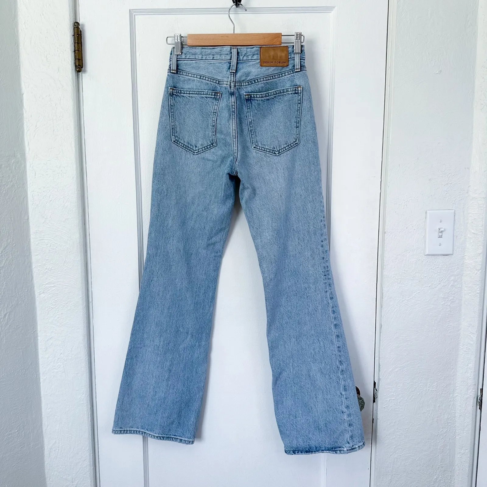 Denim Forum | Marianne Mid Rise Loose Flare 100% Cotton Denim Jeans 23/32L Blue - Image 5