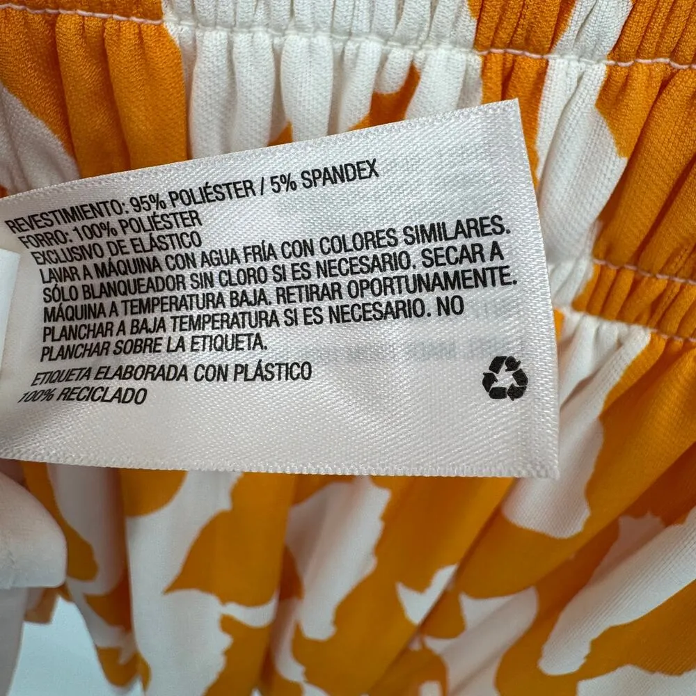 Ava & Viv blouse XXL V neck abstract smocked mesh lined stretch orange white NEW - Image 11