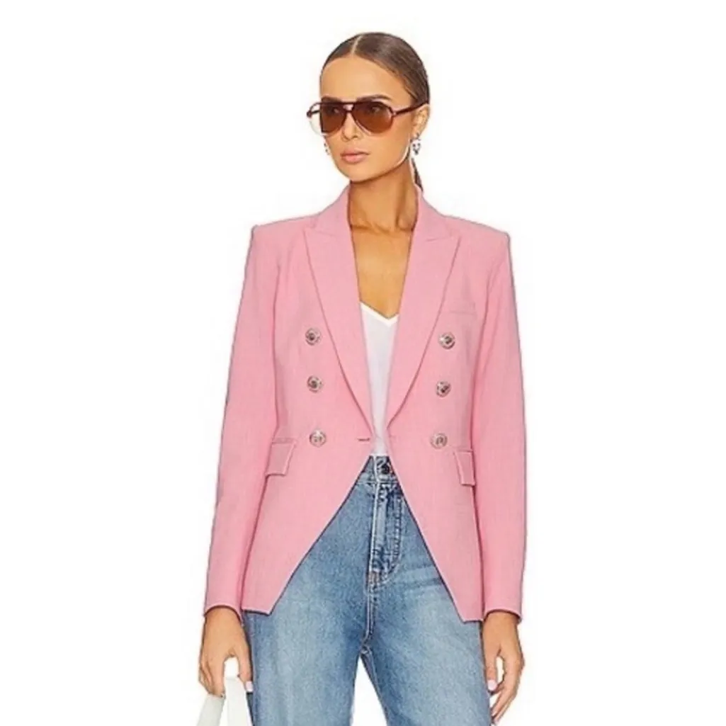Veronica Beard Miller Dickey Double Breasted Blazer Peony Baby Pink Size 6 - Image 4