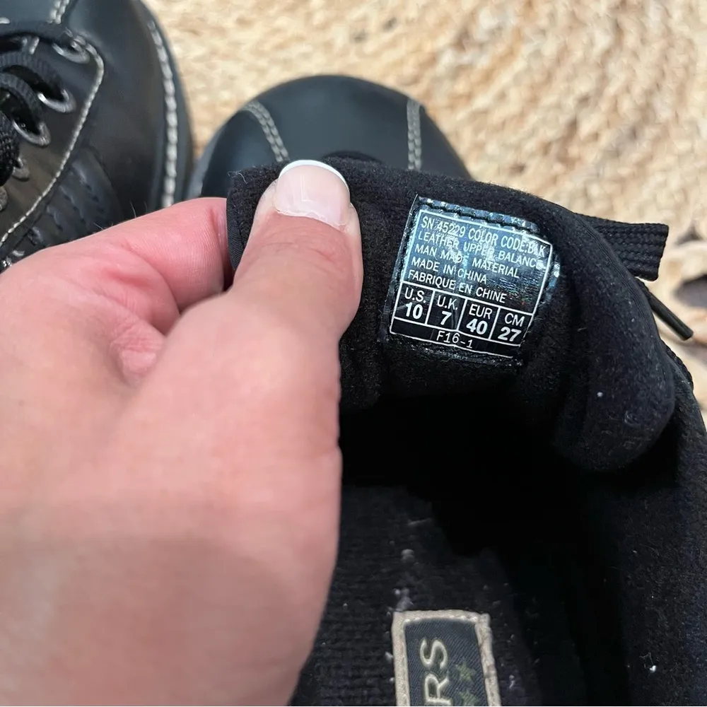 Skechers Black Sneakers with Chunky Sole and Leather Upper women’s 10 - Image 6