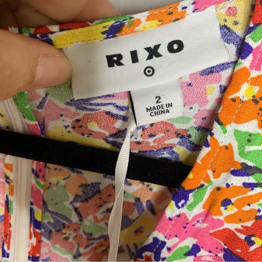 Rixo x target puff sleeves floral‎ spring midi dress size 2 Red - Image 6