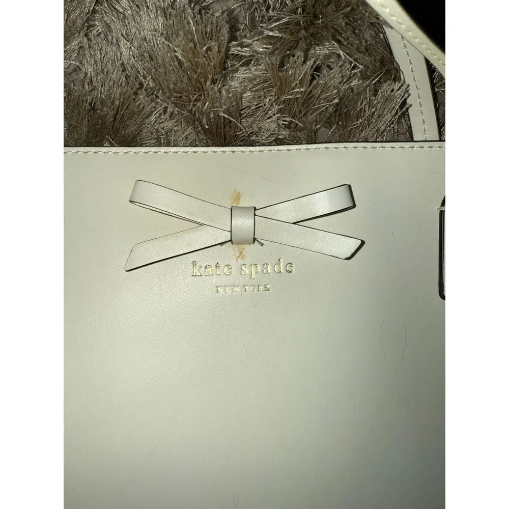 Kate Spade Cream White Bow Zipper Tote Bag - Image 4