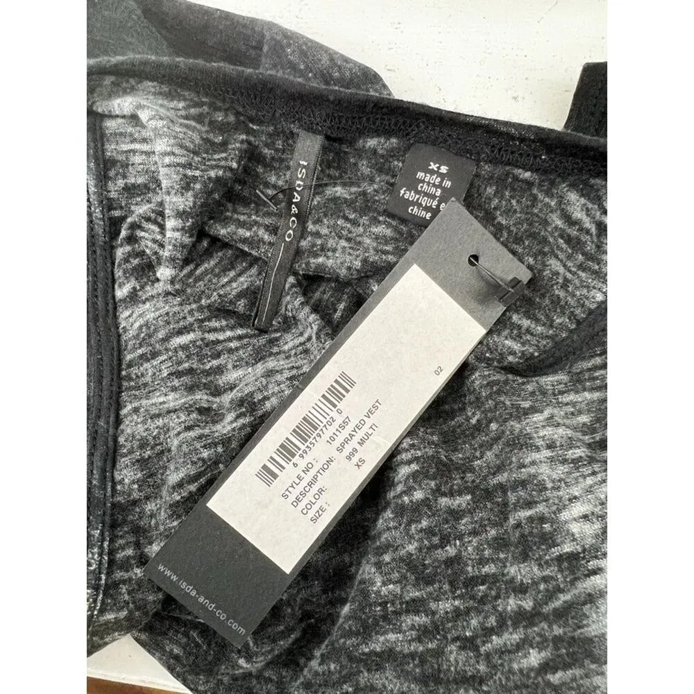 isda & Co Sprayed Vest Open Front Black Womens Xsmall Size XS - Image 5