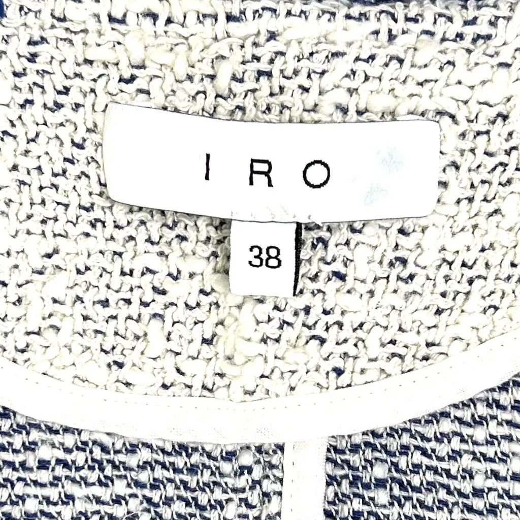 IRO Distressed Agnette Jacket White and Blue Tweed Size FR 38 US 6 - Image 12