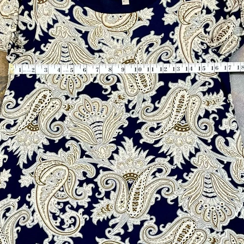 Entro Women’s Paisley Crewneck Long Sleeve Fringe Dress Small - Image 9