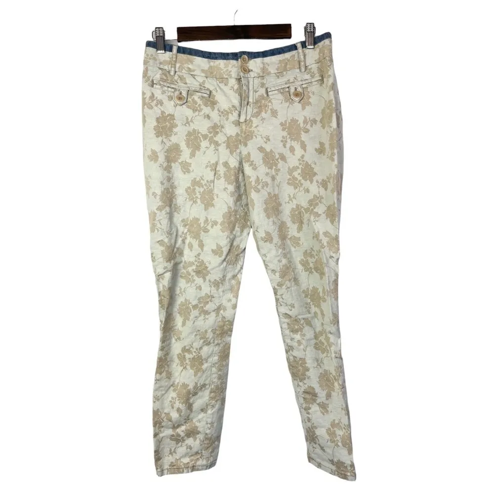 Anthropologie Cartonnier Charlie Beige Floral Cropped Trouser Pant 8 - Image 3