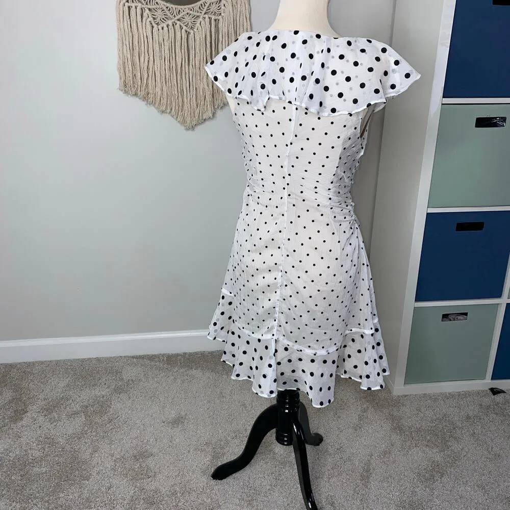 Elliatt Black White Polka Dot Dorothy Ruffled Tiered Flounce Mini Dress Small - Image 2