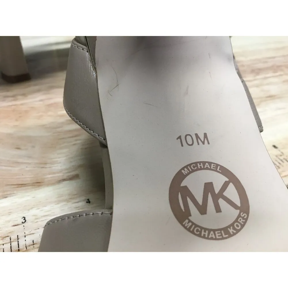 Michael Kors Cleo Women's 10 Beige Buckle Open Toe Slingback Kitten Heel Sandals - Image 6
