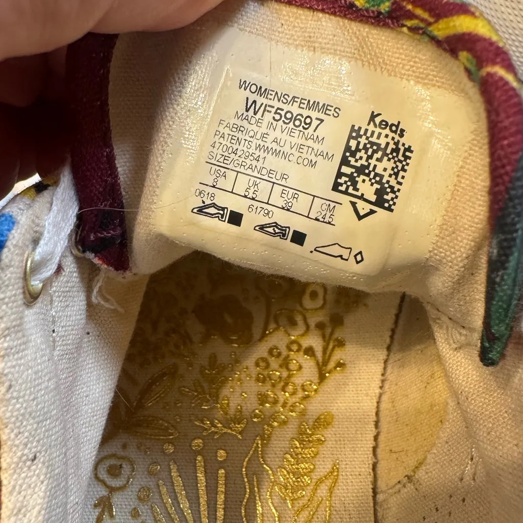 Keds Rifle Paper Co‎ Collab Burgundy Floral Sneakers size 8 - Image 5
