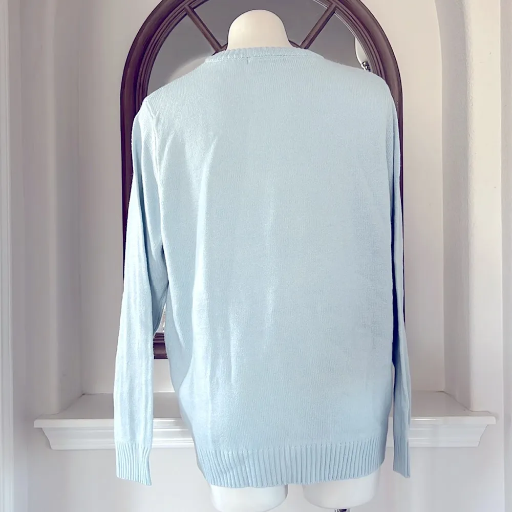 Avenue “Fa La La Llama” Crewneck Holiday Sweater Pullover Size Large EXCELLENT! Blue - Image 4