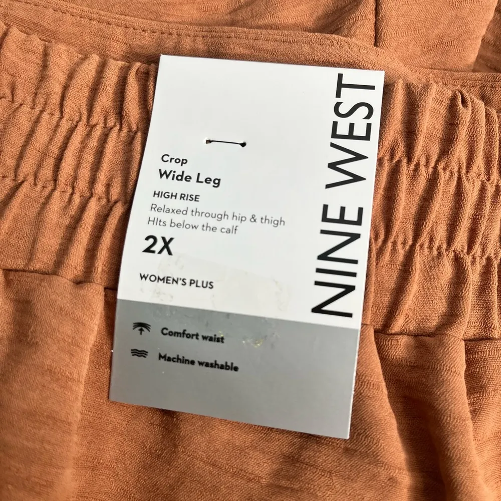 Nine West crop high waist  wide leg pants mocha size 2X new - Image 7