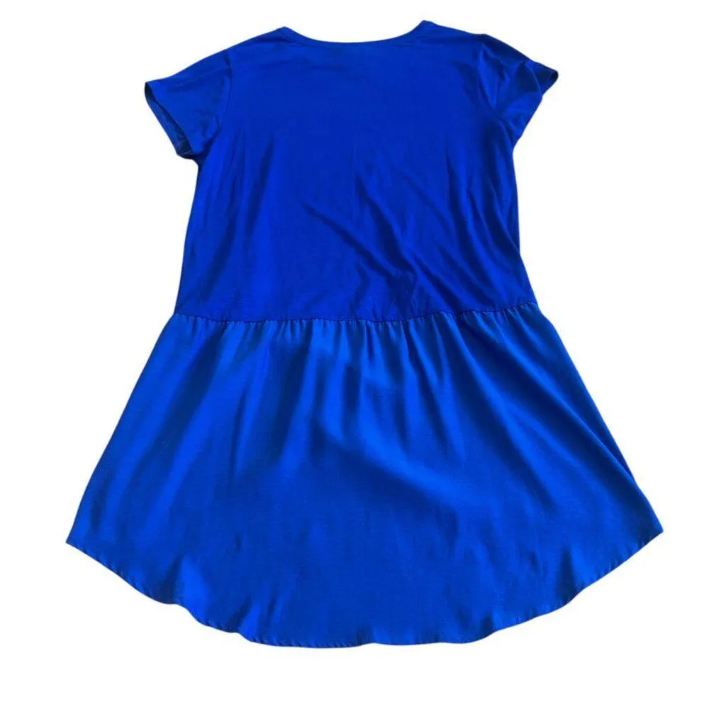 Dolan Anthropologie Royal Blue High Low Mini Dress Stretch Knit Size Medium - Image 5