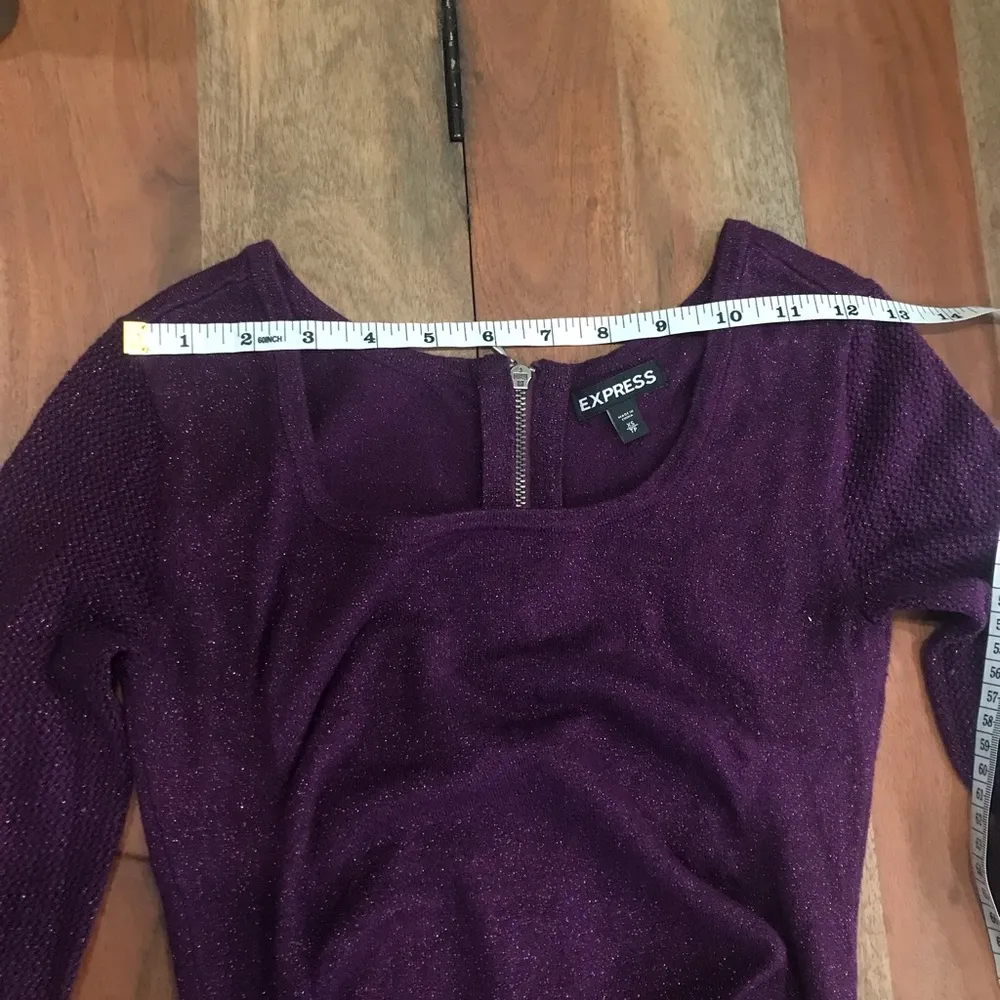 Express Maroon Sweater dress sparkly glittery formfitting XS draped sexy fun - Image 9