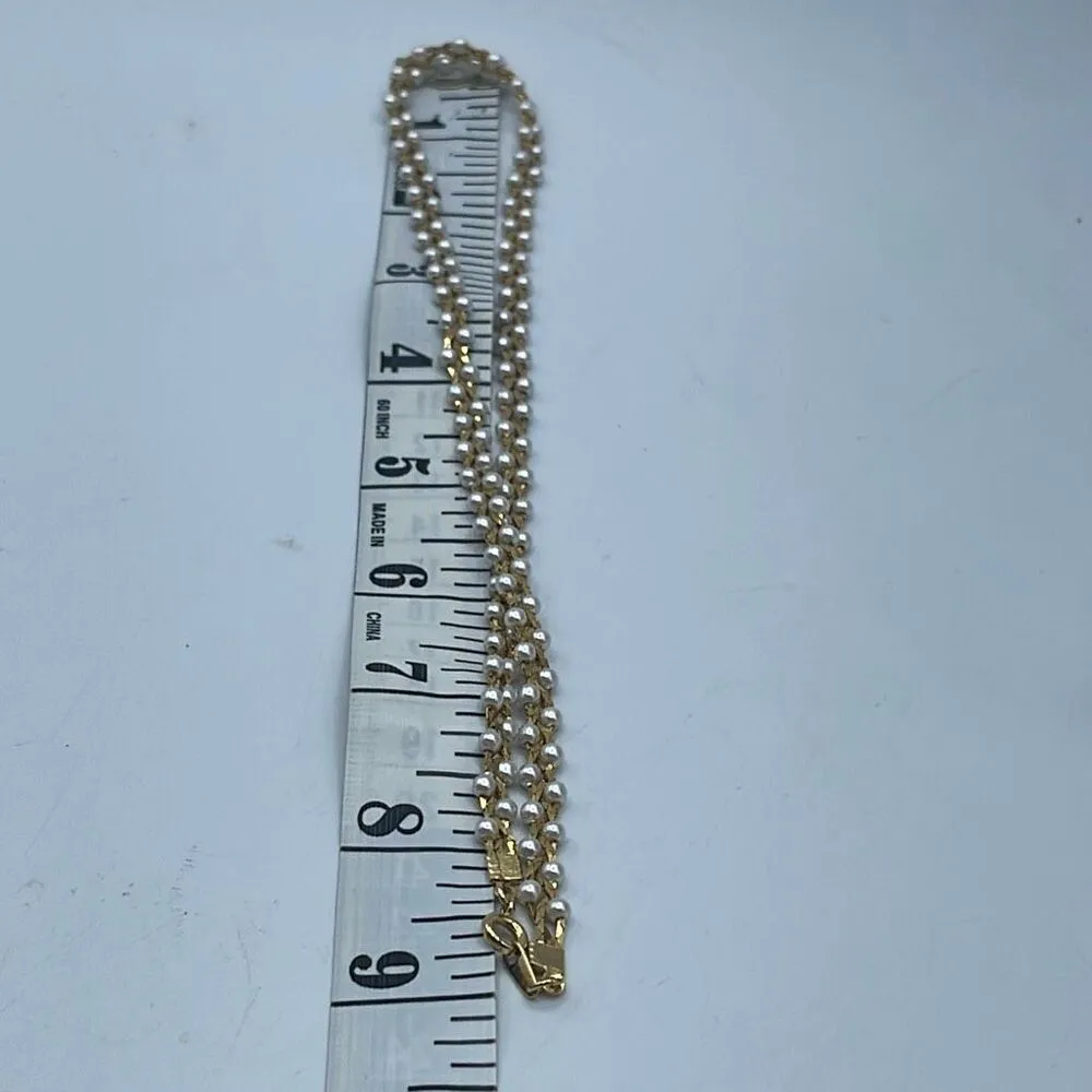 Vintage flat woven braided with seed pearls. Gold - Image 5