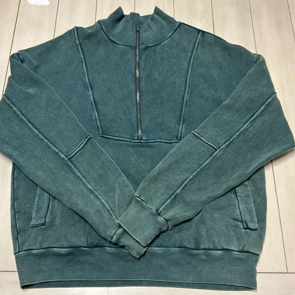 Electric & Rose Retro Fleece Beckett Sweatshirt Pine Green Small NWT - Image 10