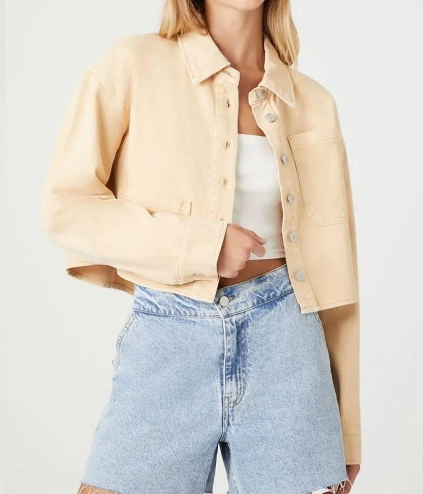 Forever 21 Cropped Denim Trucker Jacket - Image 4