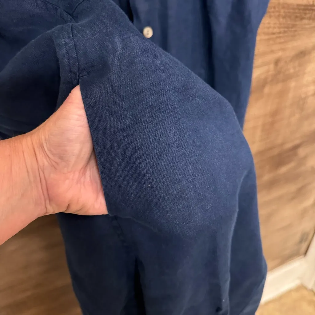 JJill full button linen shirt dress Blue Size L - Image 6