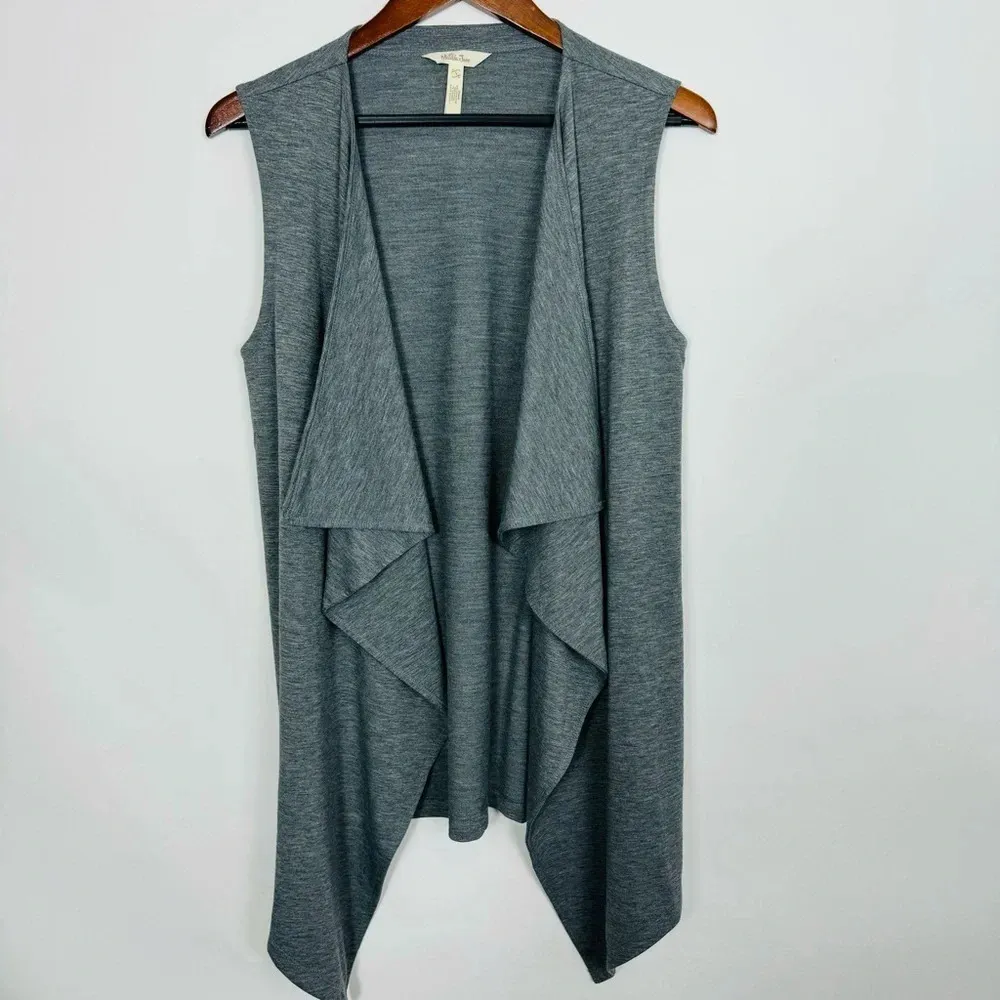 Matilda Jane Count it Out Vest Gray Open Drape Front Cardigan‎ Soft Small - Image 4