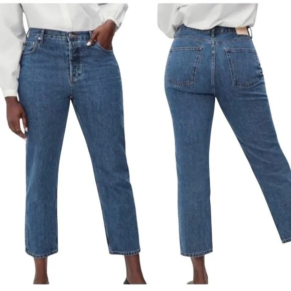Everlane Curvy 90s Cheeky Jeans Womens 29 Blue Organic Cotton Straight Crop NEW - Image 2
