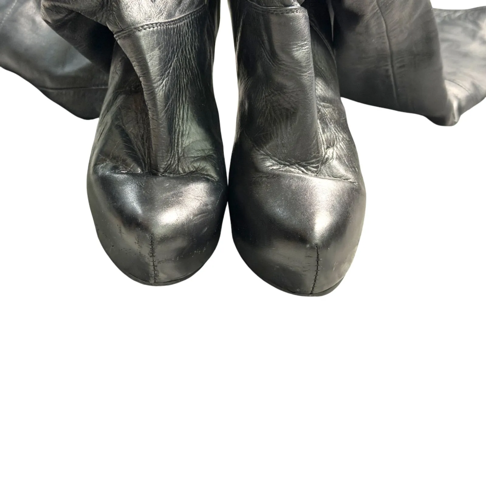 Stivali Leather Black Over the Knee Boots Stiletto Heel Women's Size 36 (US 6) - Image 3