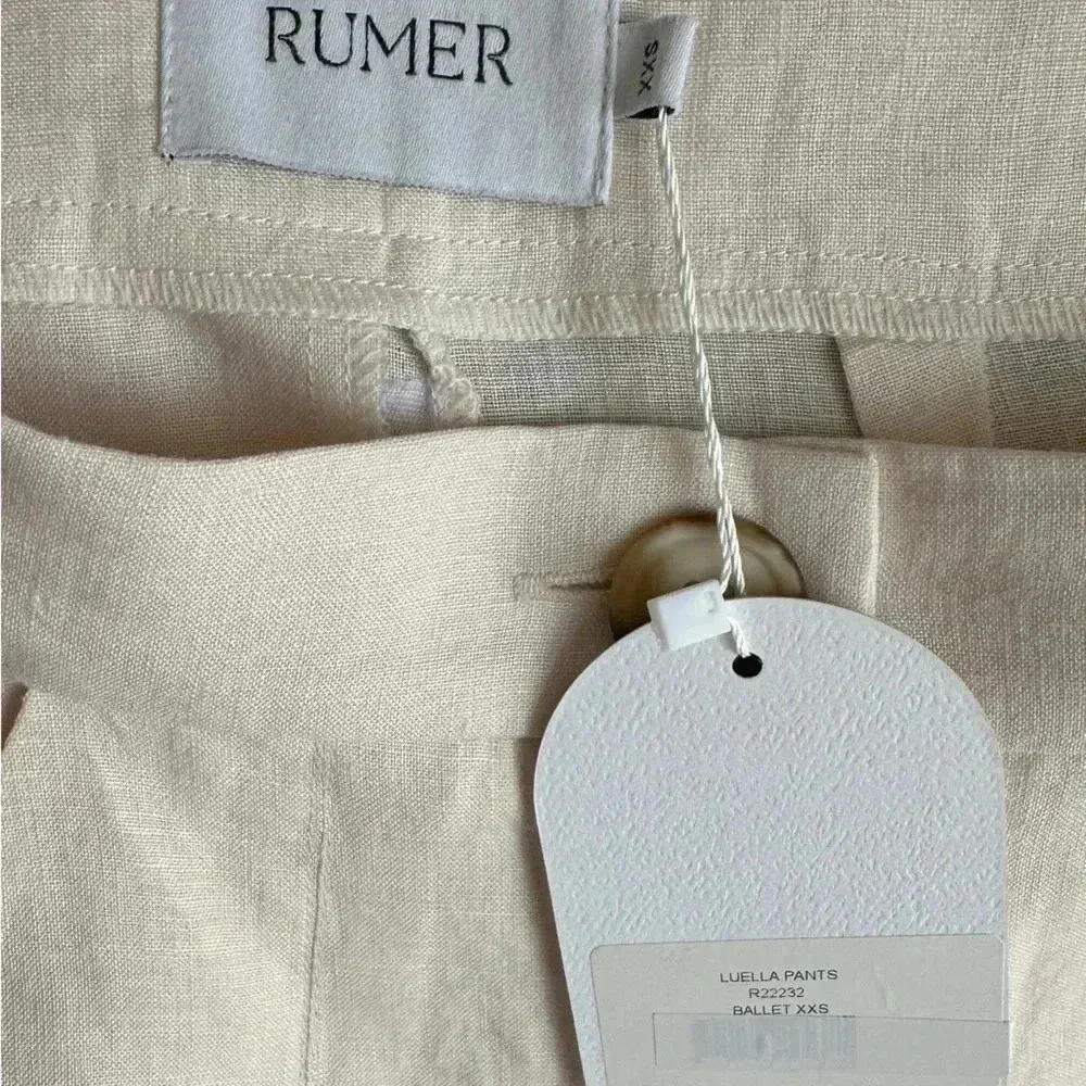 Anthropologie RUMER Luella Pants, Linen Pants, Cream/Tan, Size XXS - Image 15