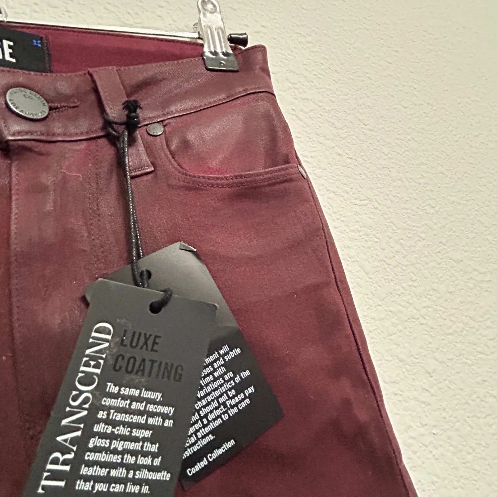 NEW Paige Denim Hoxton High-Rise Coated Skinny Ankle Jeans Rouge Luxe Size 23 XS - Image 5