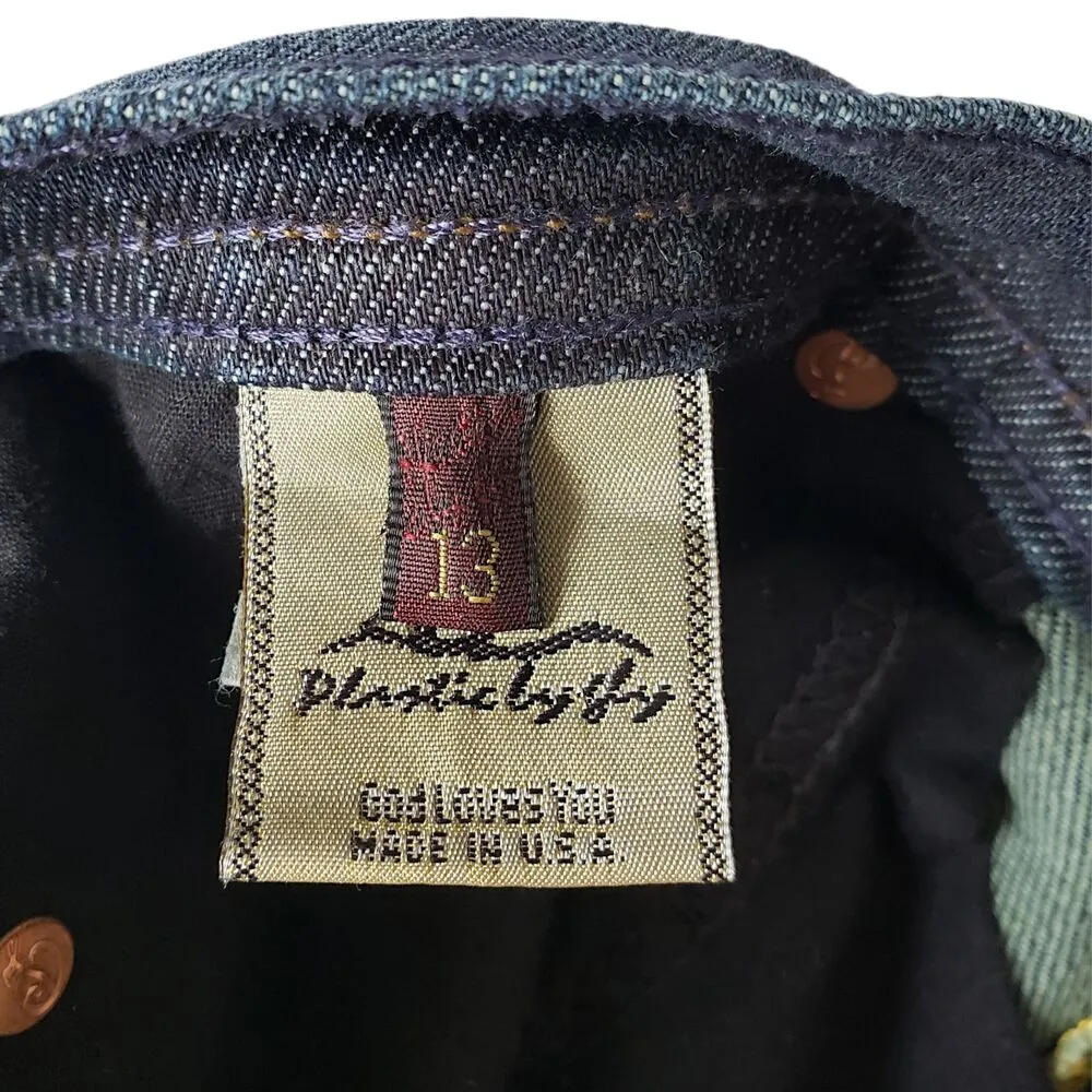 Vintage Plastic by Gly Bootcut Jeans Womens 13 Denim Embellished Y2K Blue Size undefined - Image 11