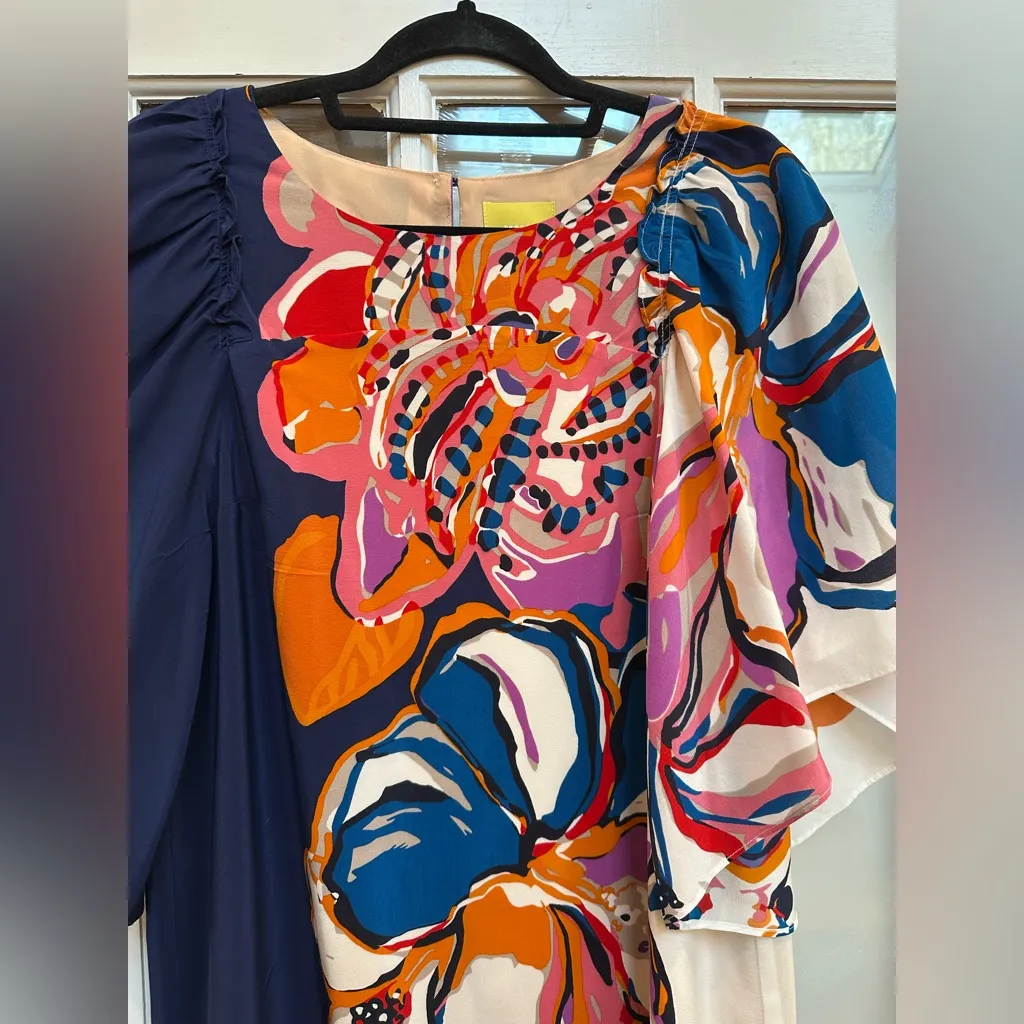 Anthropologie Maeve Vero Watercolor Floral Silk Shift Dress Boho Hippie Size S - Image 4