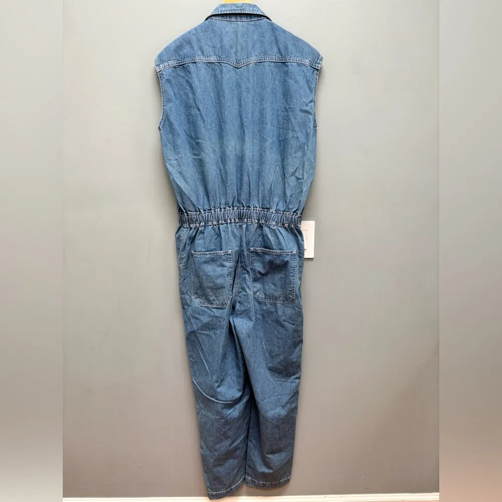 ASOS Design Utility Denim Overalls Blue L - Image 6