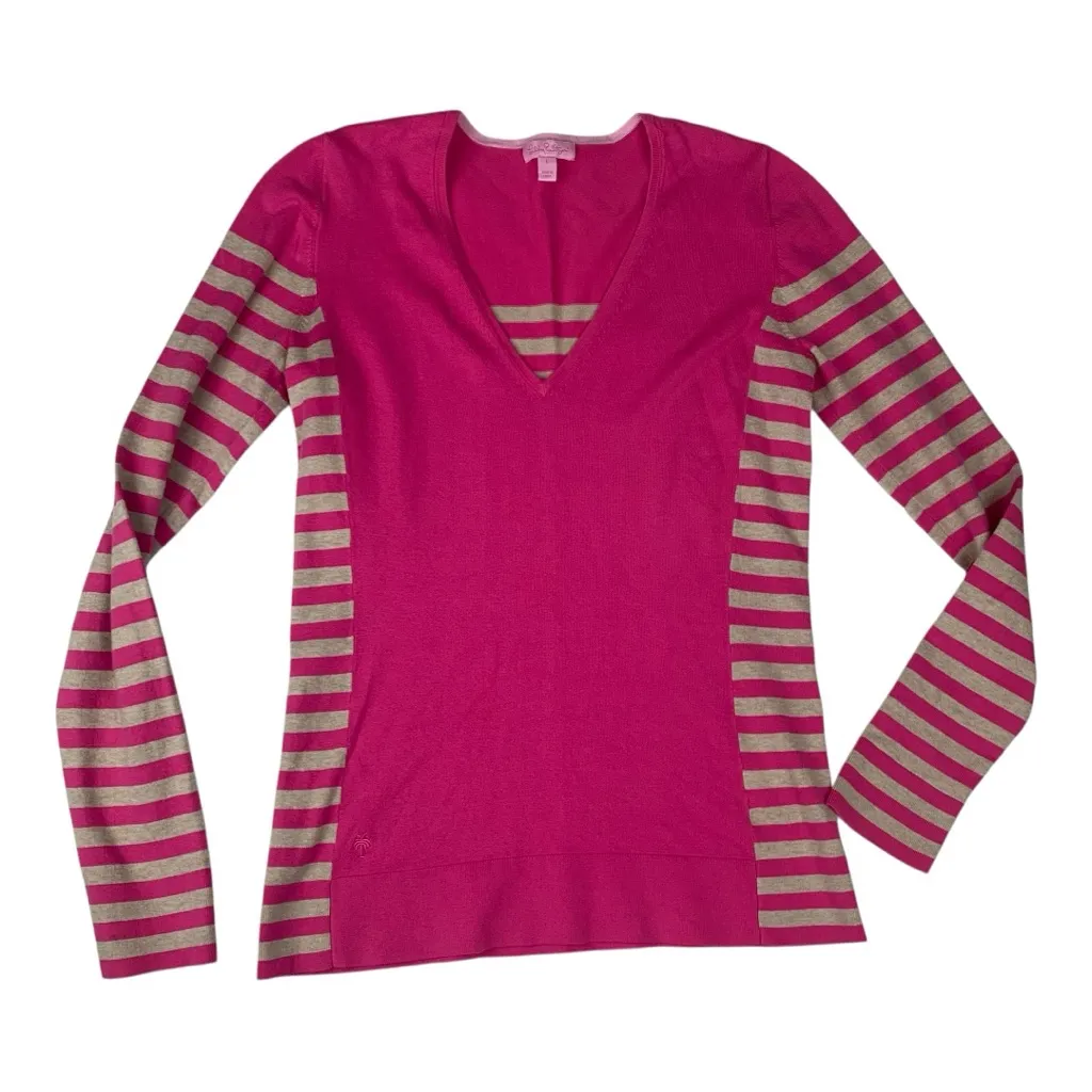 Lilly Pulitzer size large sweater pink stripe Vibrant Pink Top - Image 1