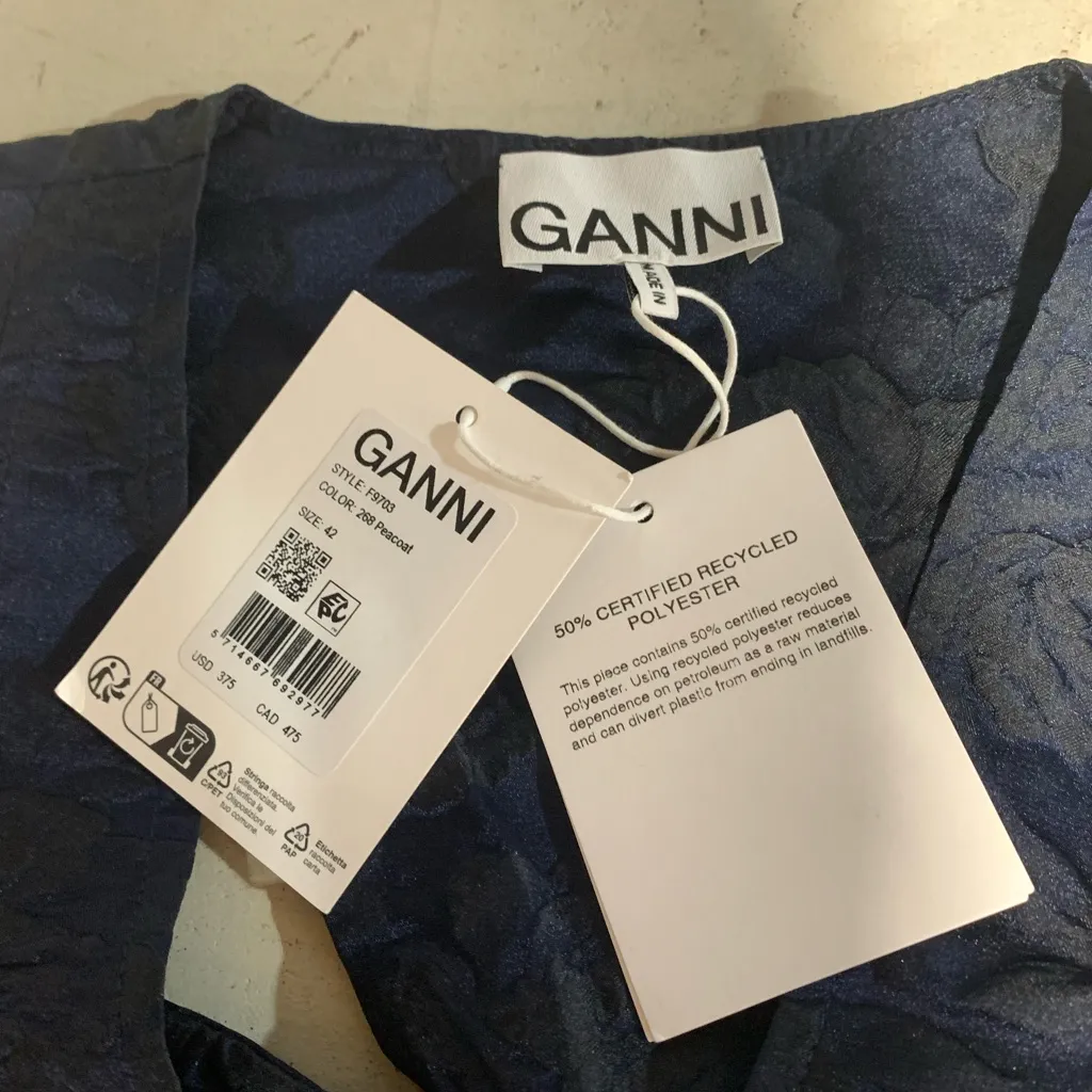 Ganni botanical jacquard mini dress blue - Image 6