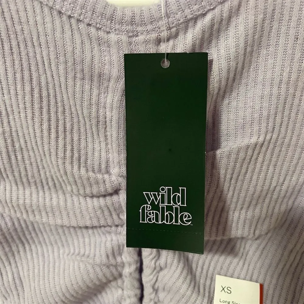 Wild Fable Women's XS‎ Purple Lace-Up V-Neck Long Sleeve Knit Top NWT - Image 3