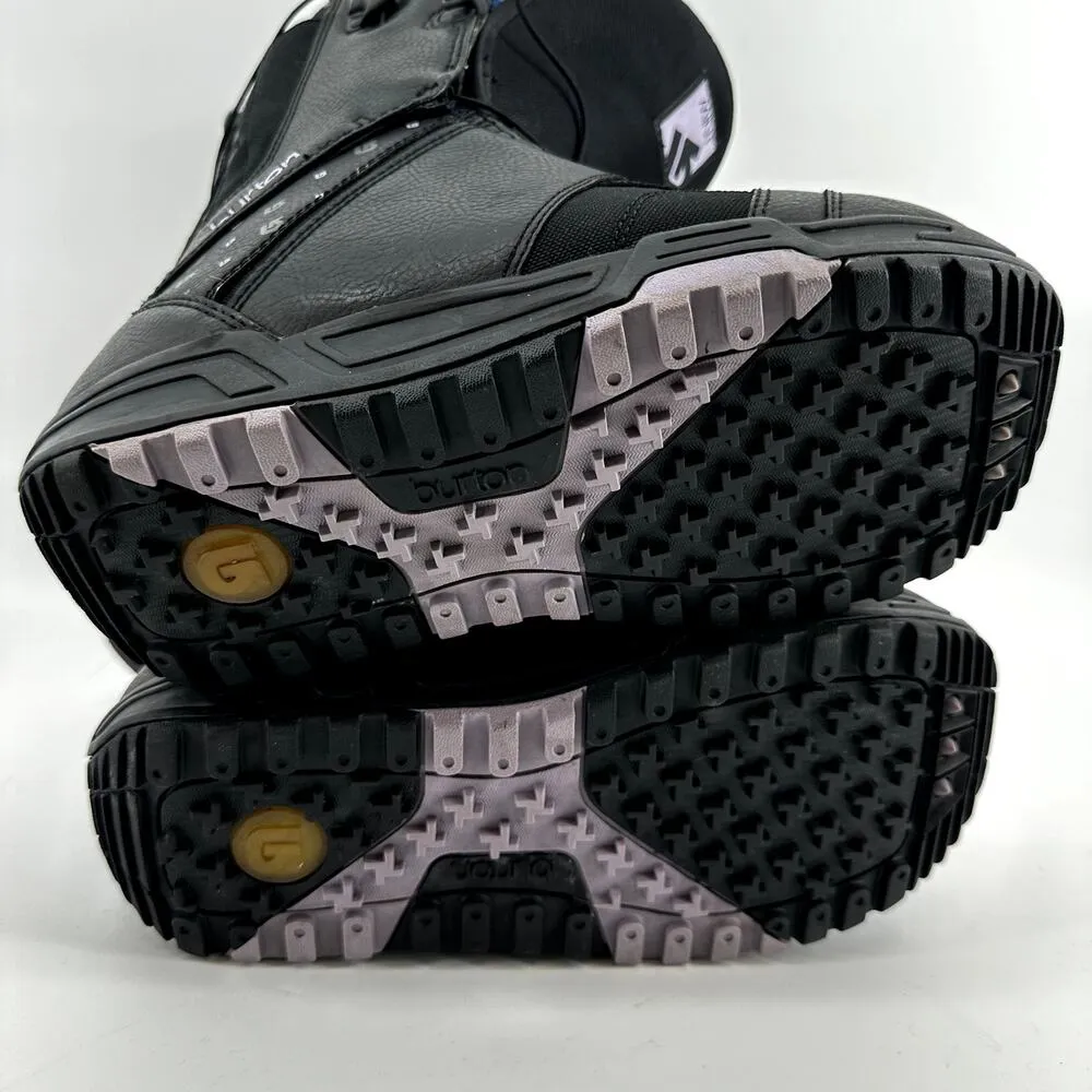 Burton Mint Snowboard Boots Waterproof Lace Up Leather Black Purple 8.5 - Image 8