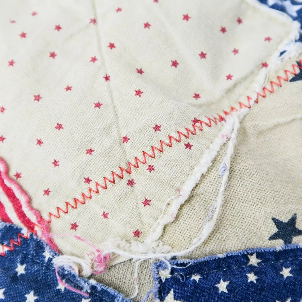 Jerzees Vintage 9/11 Firefighter Patriotic Patchwork Quilted Jacket - Image 12