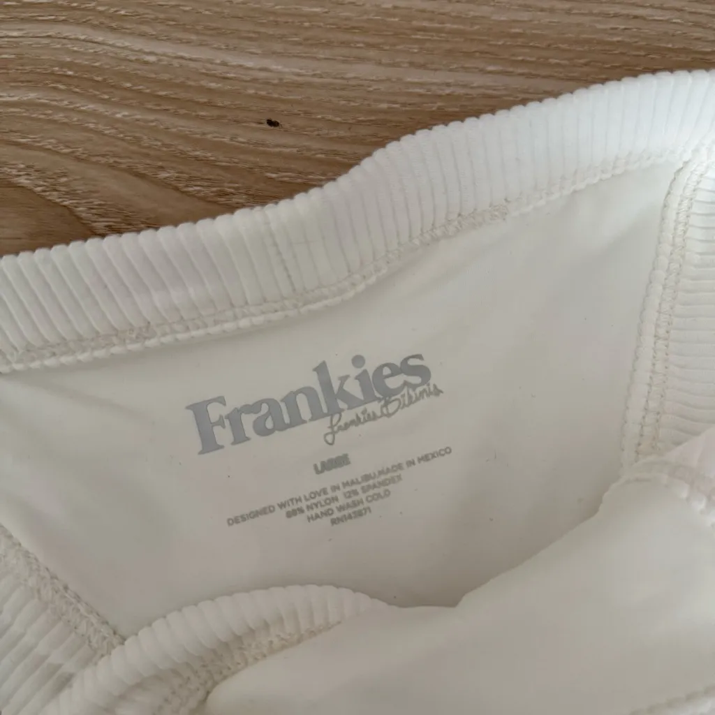 Frankie’s Bikini’s Large NEW Cole Ribbed Bikini Bottom Cheeky White Minimal - Image 3