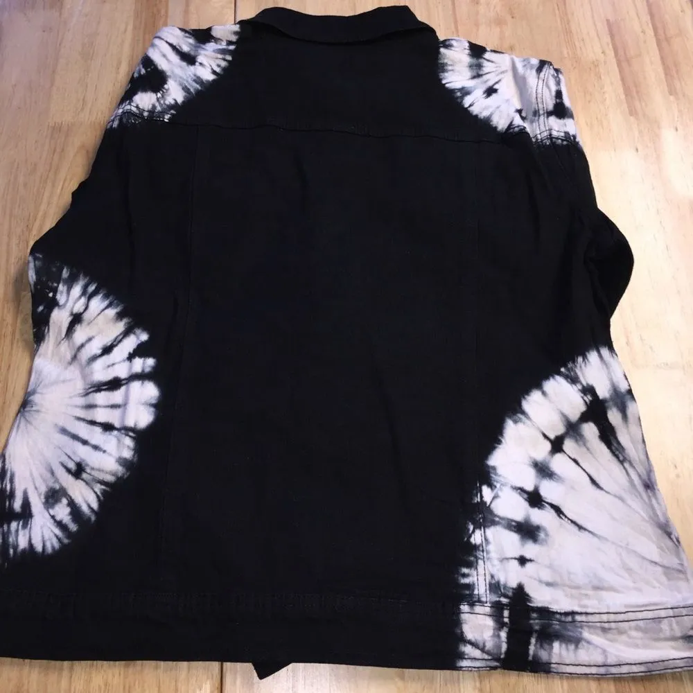 DG2 by Diane Gilman Women's Tie-Dyed Denim Jean Jacket w/Snaps Size M - Image 2