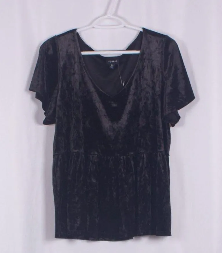 NWT TORRID Babydoll Velvet V-Neck Flutter Sleeve Midi Top Size 00 - Image 5