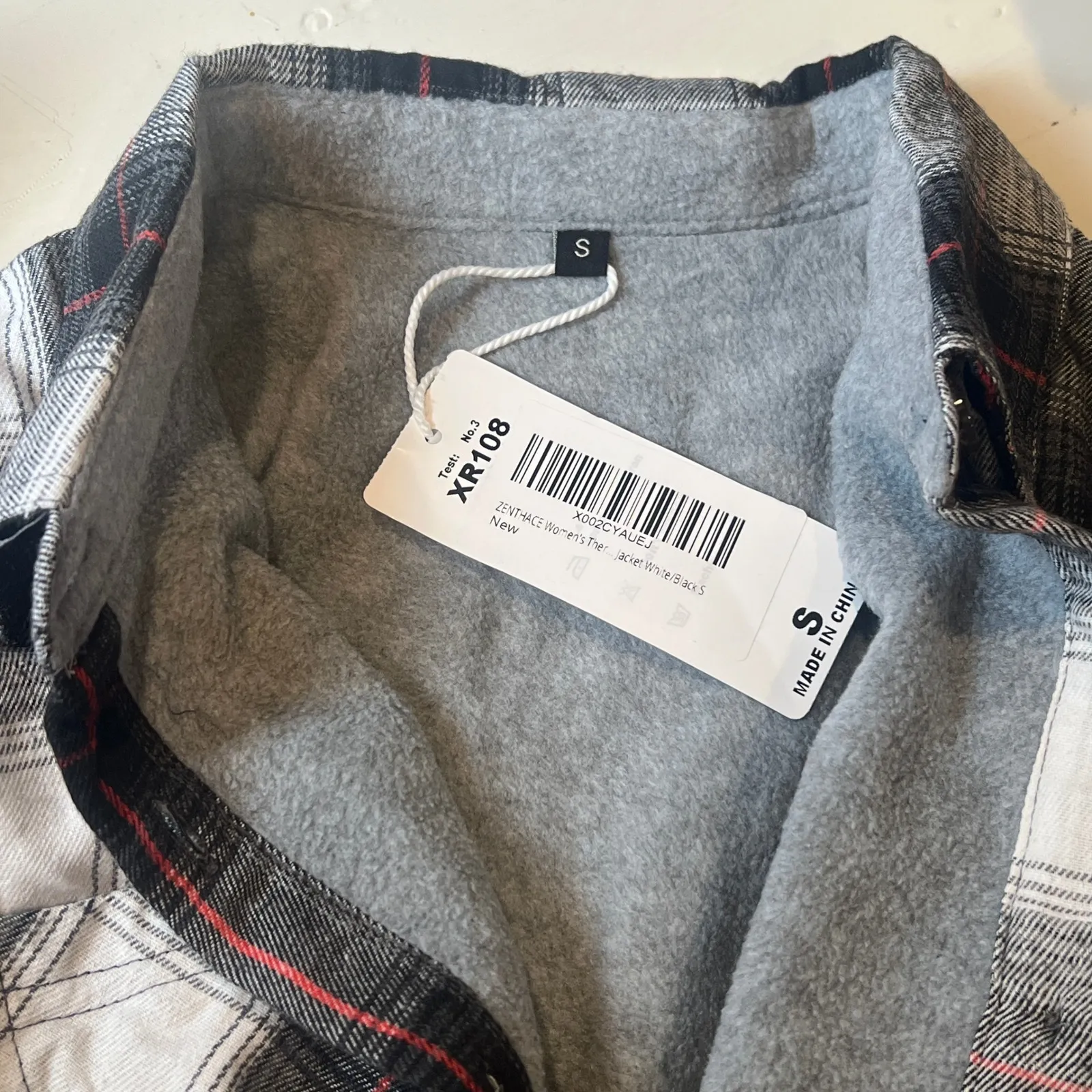 Plaid Shacket Thermal Fleece Lined Button Down Flannel Shirt Jacket Women's S - Image 5